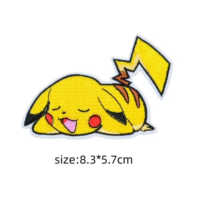 30 Style Cloth Patch Pikachu Charizard Clothes Stickers Sew on Embroidery Patches Applique Iron on Clothing Cartoon DIY Garment