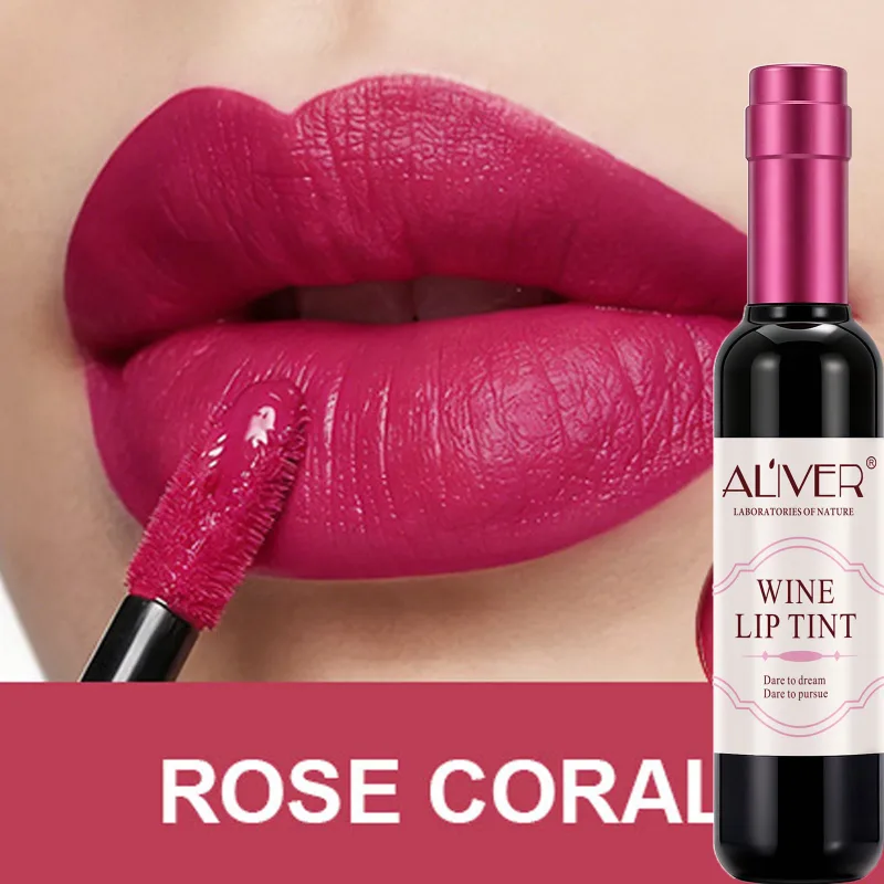 1pcs Red Wine Bottle Shape Matte Lip Gloss Sexy Lasting Non-stick Cup Velvet Matte Nude Liquid Lipstick Women Makeup Lip Gloss
