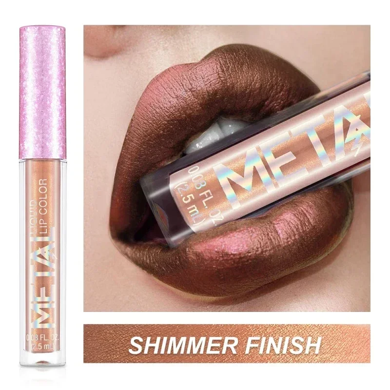 Metallic Matte Liquid Lipstick Waterproof Long Lasting Non-Stick Cup Matte Shimmer Glitter Lip Gloss Women Lips Makeup 12 Colors
