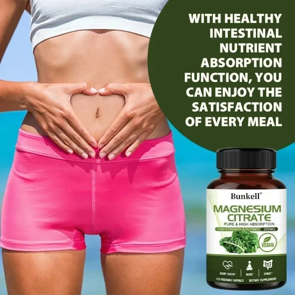 Magnesium Citrate Capsules 200 Mg - Maximum Absorption for Muscle Nerve Bone and Heart Health Gluten Free Non-GMO — image 5