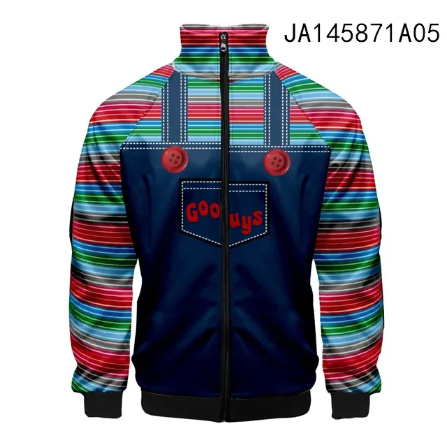 Coats Horror Movie Chucky Stand Collar Jackets Seed of Chucky Sweatshirt Cosplay Costume Long Sleeve Zipper Hoodies
