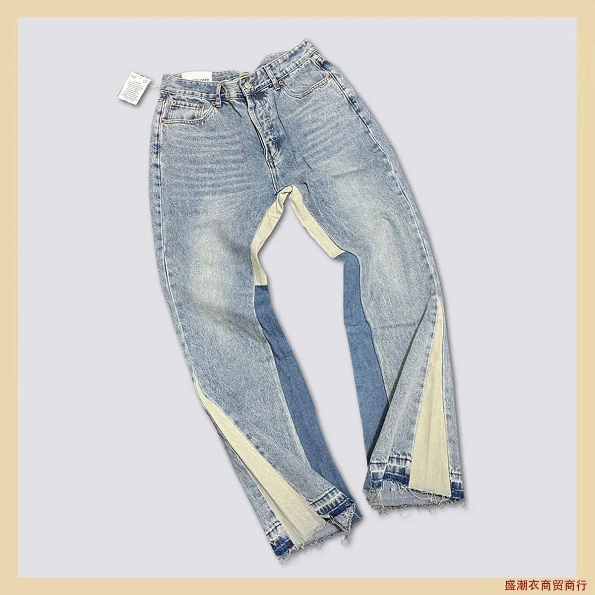 Denim Bell-bottoms Washed And Worn Patchwork Jeans