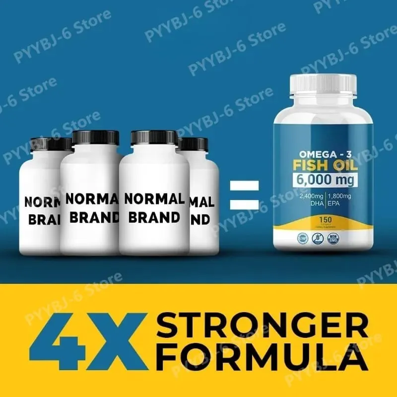 Omega 3 Balık Yağı Softgelleri Yüksek Etkili EPA DHA Yetişkinler için Günlük Takviye Eklem Bağışıklık Sağlığını Destekler 150 Softgel GDO'suz