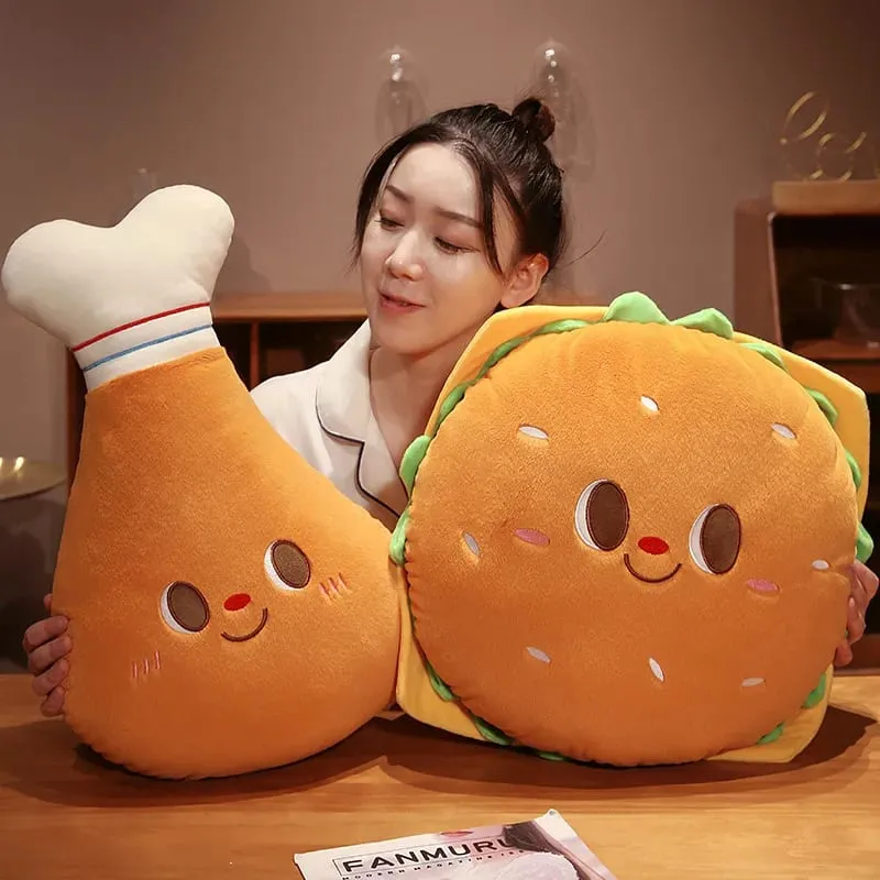Fried Chicken Burger Plush Toy Super Soft Filled Plush Pillow Delicious Food Toys For Kids Christmas Halloween Holiday Gifts — image 4