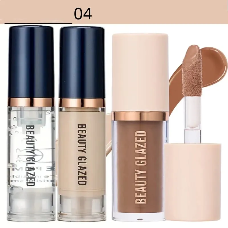 3pcs Face Makeup Set Liquid Foundation+Primer+ Liquid Contour Natural Weightless Long-wearing Smudgeproof Bronzer — image 10