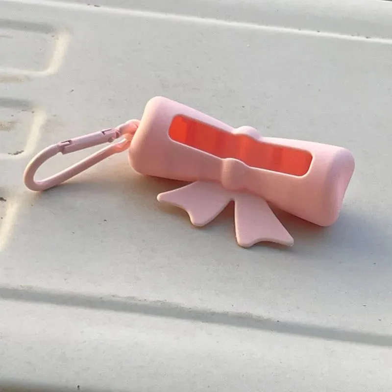 New Bow Candy Peanut Shape Silicone Lipstick Cover Keychains Solid Color Lipstick Storage Bag Light Weight Lip Balm Holder