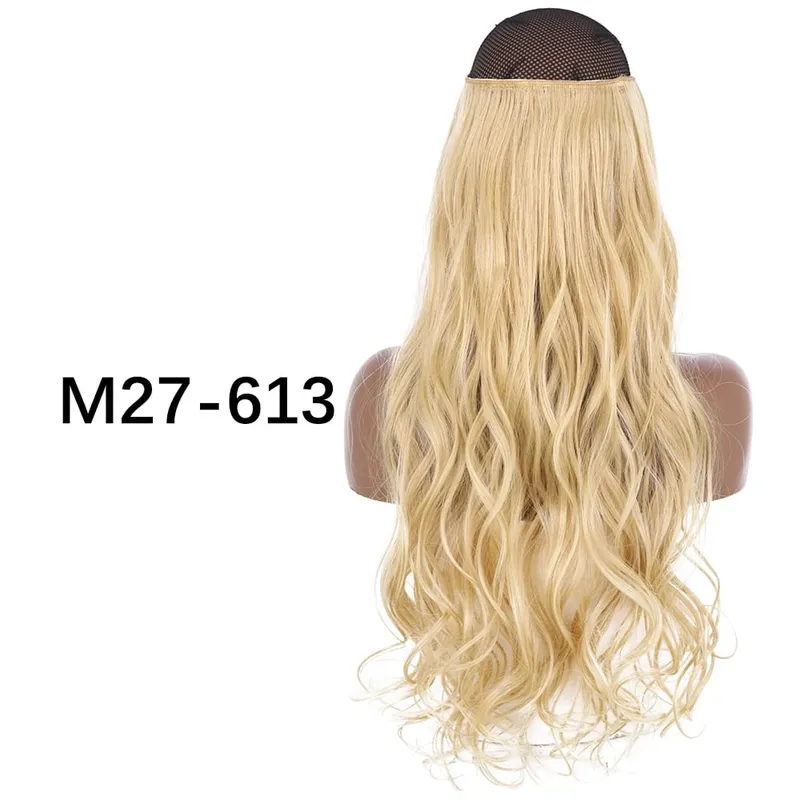 Synthetic No Clip Hair Extensions Natural 16 22 32" Long Wavy Invisible Wire One Piece False Hairpiece For Women