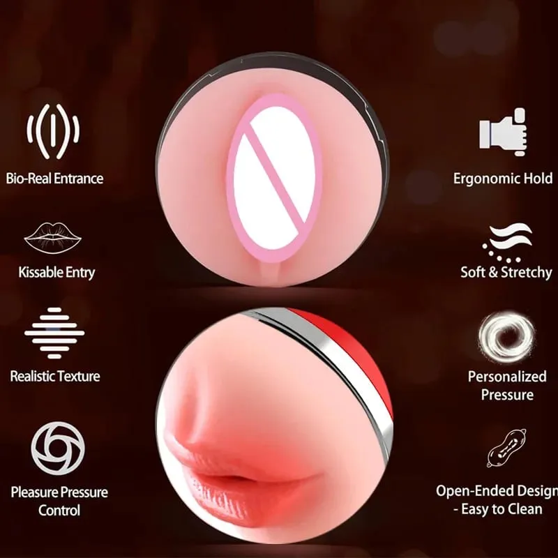 2 IN 1 Realistico Artificiale Della Vagina per Gli Uomini Tazza del Masturbatore Gola Profonda Pompino Massaggiatore Figa Tascabile Pene Erotico Giocattoli Del Sesso Per Adulti