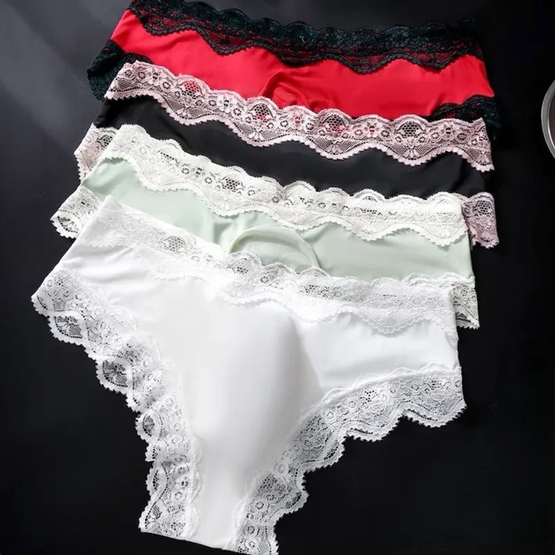 Bragas para hombre, calzoncillos con adornos de encaje, transpirables, de alta elasticidad, bolsa convexa 3D, ropa interior Sexy fina transparente