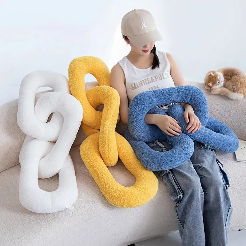 60-95CM Creative Iron Chain & Knot Pillow Stuffed Soft Sofa Cushion Nordic Style Home Plush Decoration Irregular Shaped Plush