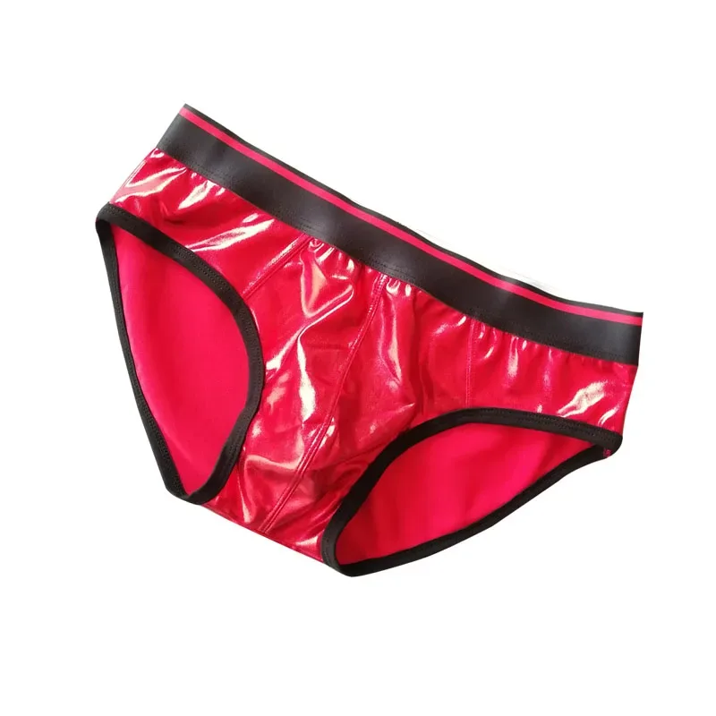 Sexy Men's Underwear Patent Leather Shinning Briefs Jockstrap Stretch Sissy Pouch Underwear Briefs Male Fashion Comforty