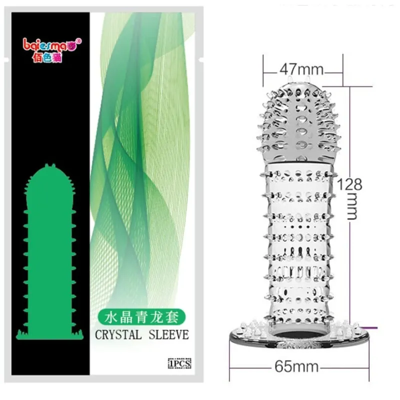 Big Spikes Penis Cock Ring Sheath Reusable Penis Sleeve Ejaculation Time Delay Ribbed Stimulate Penis Sleeve Sex Toys for Male