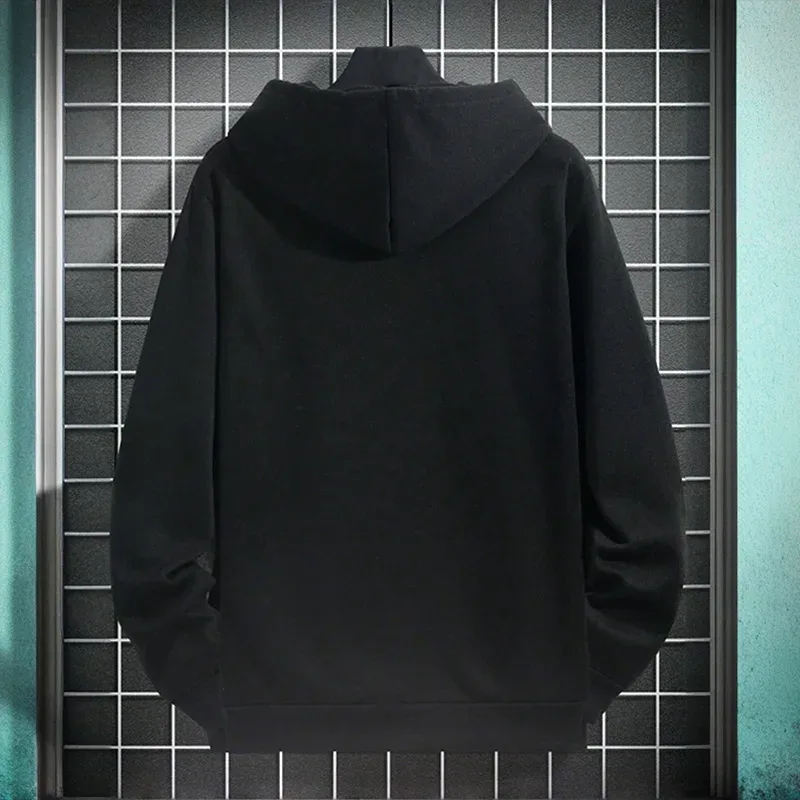 Mens Urban Hoodie 2025 High Quality Solid Color Long Sleeve Sweatshirt Casual Sporty Hooded Outerwear Jesus Cross Print Pullover