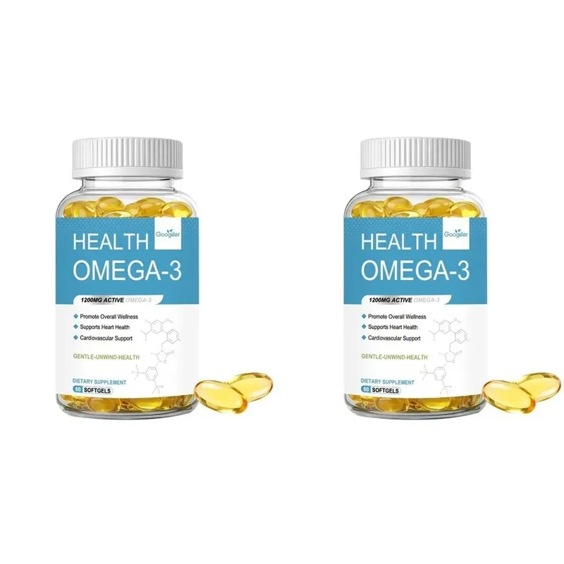 Omega-3 Softgels with 1200 Mg Active Omega-3 EPA and DHA Vitamin D3 and Vitamin E for Heart Health Support 60 Softgels