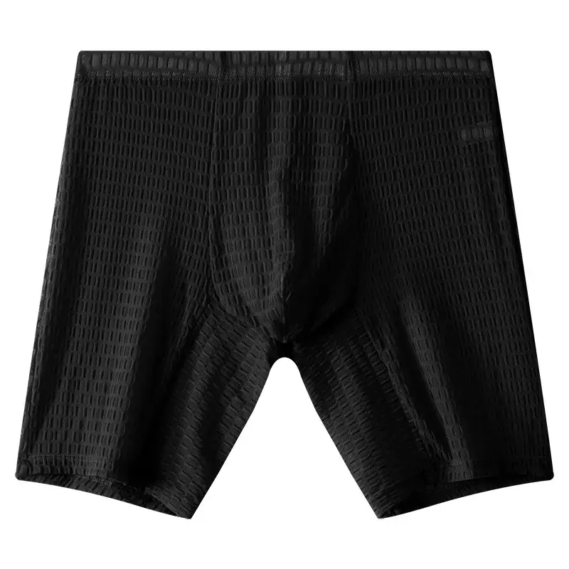 Mens Boxer Shorts Transparent Mesh Underwear Man Lace Panties Solid Breathable U Convex Pouch Underpants Cueca Calzoncillo M-XXL
