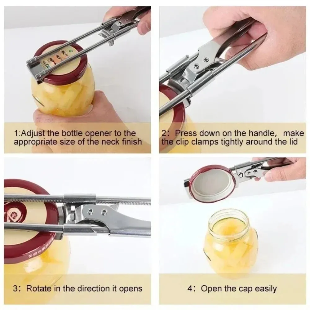 1/2Pcs Heavy Duty Stainless Steel Adjustable Multi Function Labor Saving Bottle Jar Can Opener Easy Grip Kitchen Tool Accessorie — image 4