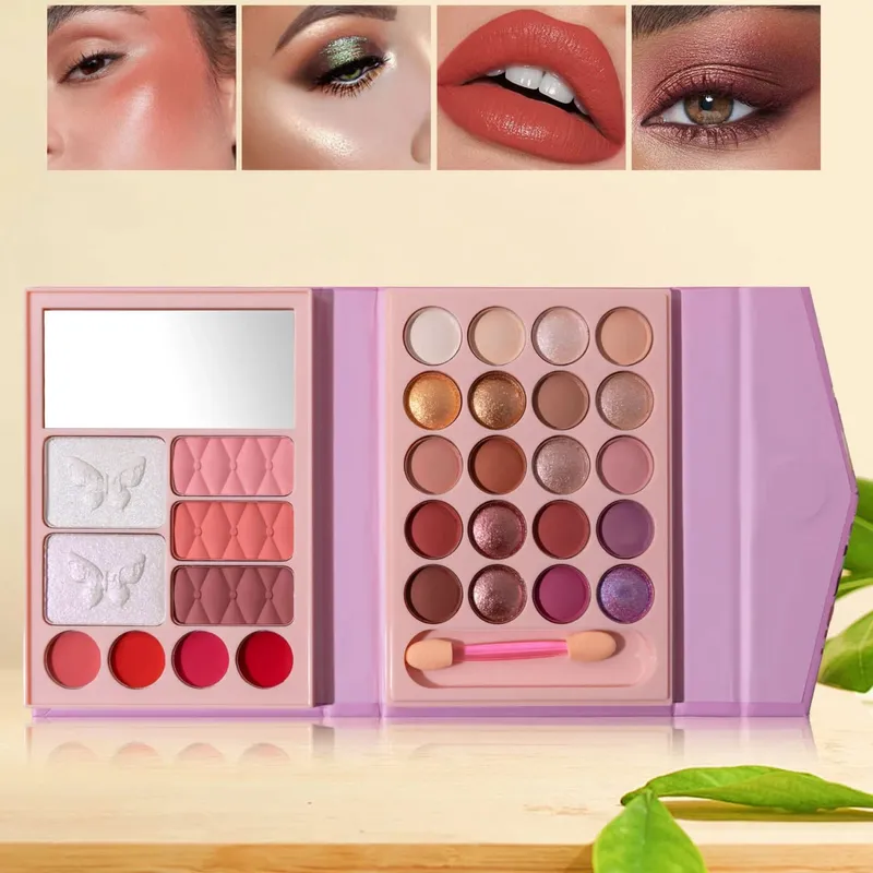 Professional Multifunctional All-in-One Makeup Palette with Matte Shimmery Lipstick Blush Contour Highlighter Makeup Cosmetics