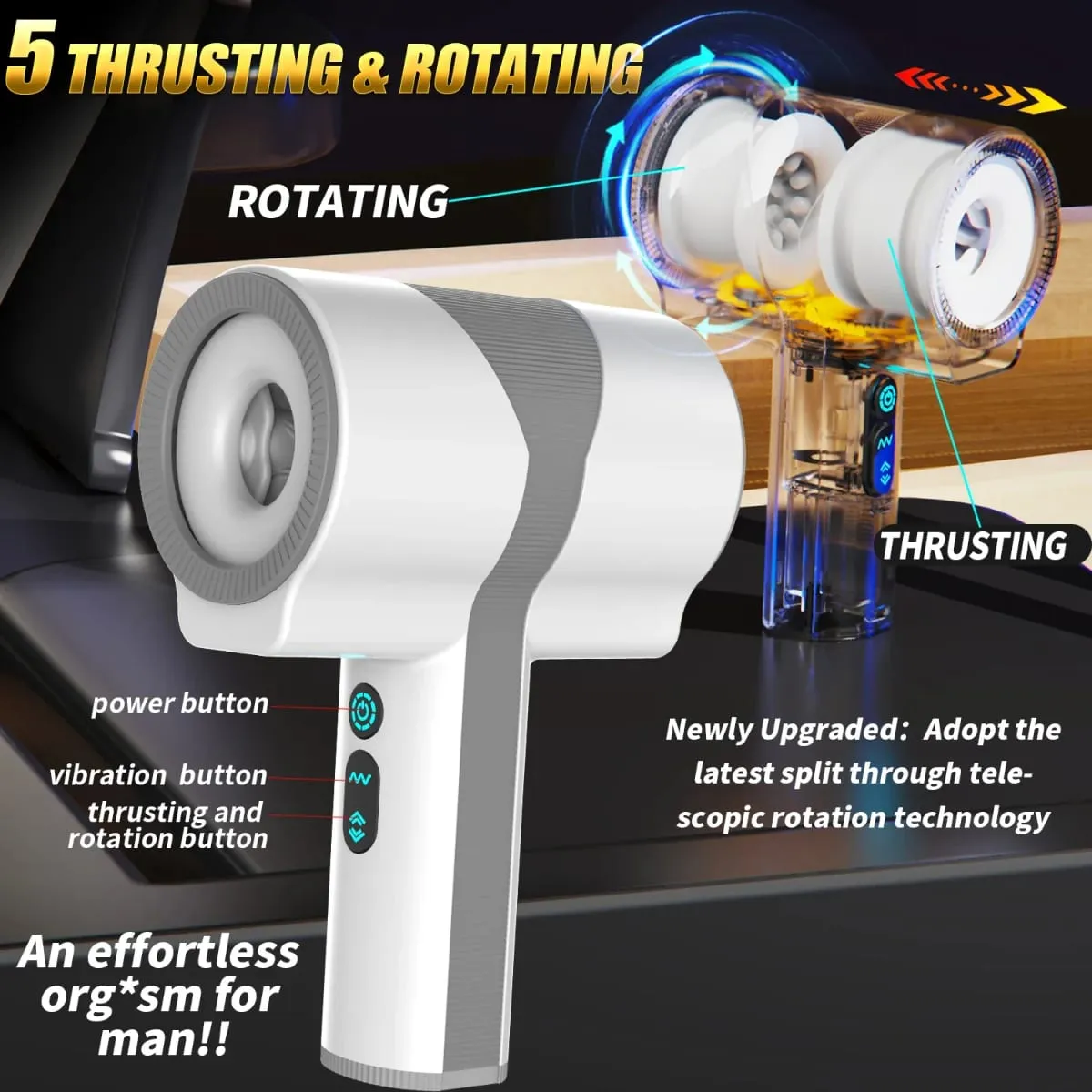 Automatic Thrusting Rotating Vibrating Male Masturbator Blowjob Sex Glans Massager Penis Vibrator Pussy Adult Sex Toys for Men