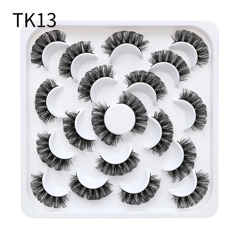 10 Pairs Russian DD Curl Bulk Fluffy Strip Lashes Natural Soft False Eyelashes Reusable Handmade Eye Lashes for Daily&Party