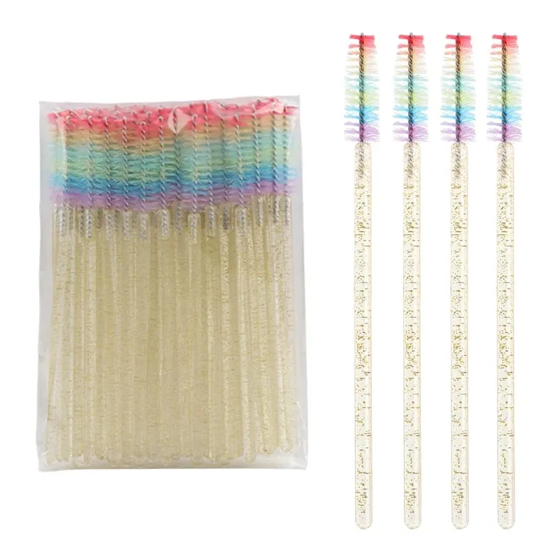 50pcs Disposable Crystal Eyelash Brush Lash Extension Makeup Brushes Mascara Wand Applicator Eyebrow Comb Rainbow Microbrush — image 16