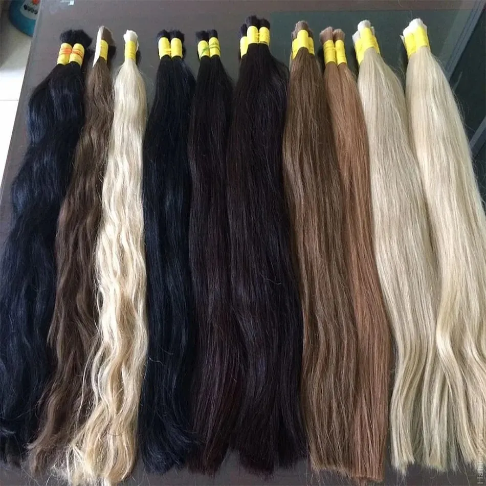 613 Striaght Human Hair No Weft 100% Virgin Bundles Highlight Original Bulk Extensions Russian Natural Unprocessed Blonde Braidi — image 5