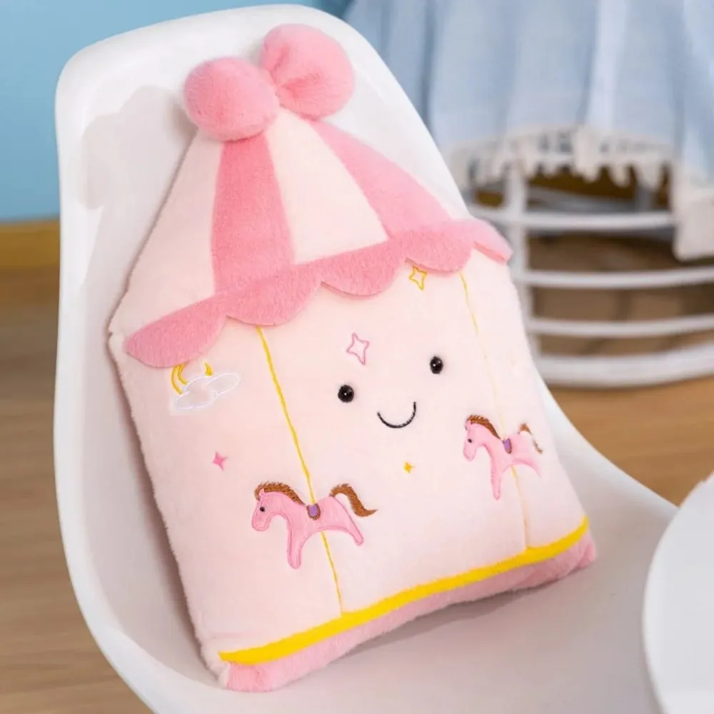 Cute Amusement Park Themed Plush Toy Fluffy Carousel Ferris Wheel Shaped Throw Pillow Sofa Cushion Home Decor — image 3