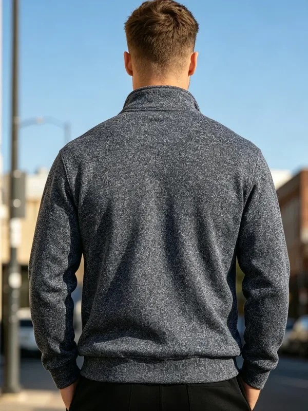 2Pcs Set Men 1/4 Zip Mock Neck Sweatshirt, Fleece Lined Pullover with Ribbed Cuffs Warm Casual Top for Fall Winter Daily Wear