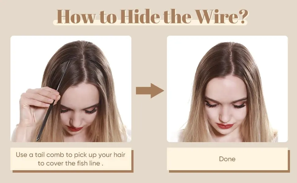 Premium Heat Resistant Synthetic Invisible Wire Hair Extensions With Clips Hairpieces Long Natural Straight Fake Hair For Woman