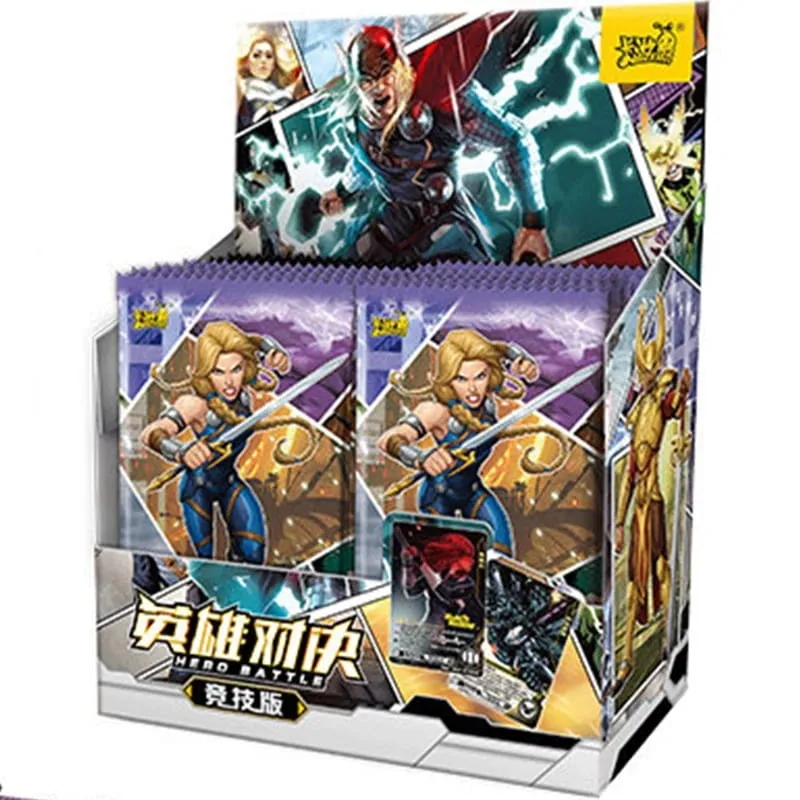 Genuíno cartão da        vingadores heróis duelo cartão versão competitiva homem de ferro thor capitão cr américa coleção cartões brinquedos