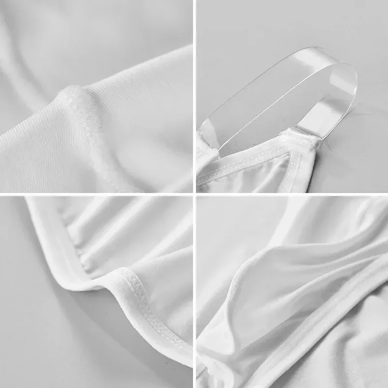 Mens Underwear Sexy Transparent Briefs Low Waist Breathable Thin Ice Silk Sexy Men Underwear