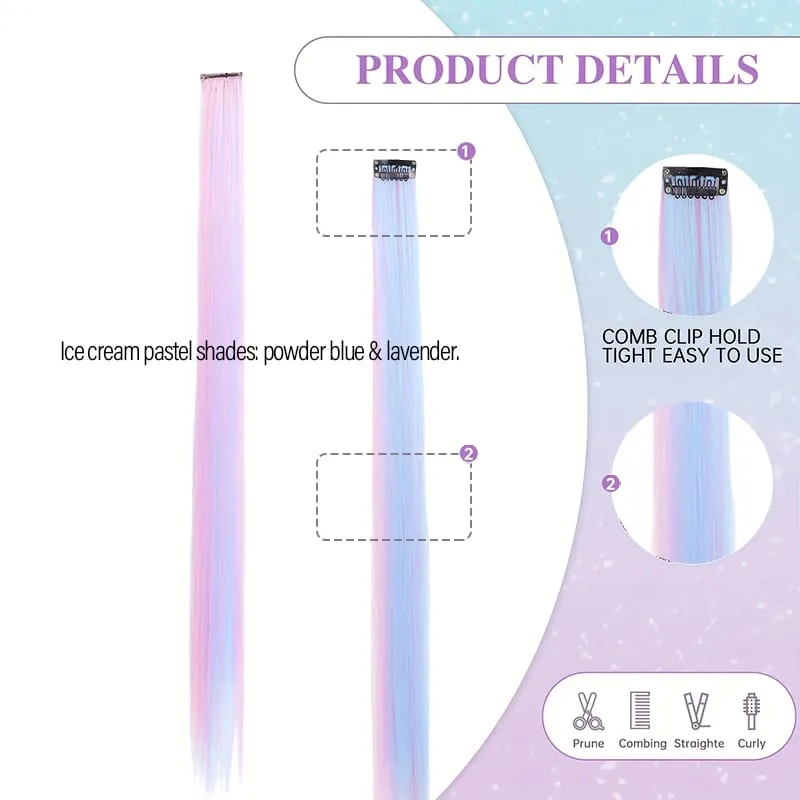 Ce Cream – postiches à clipser en Fiber synthétique, 2 pièces, couleur rose lavande, pour Cosplay et Look décontracté, couleur douce et vibrante — image 4