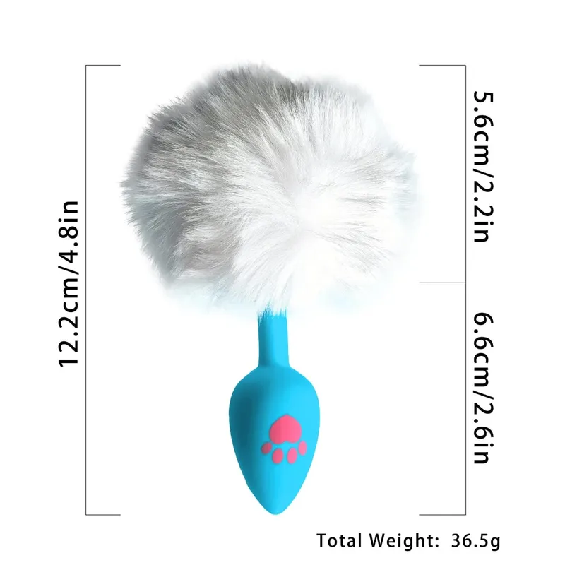 Metal Anal Plug with Long Fluffy Tail – Fox Tail Butt Plug for Cosplay Role Play BDSM Adult Toy