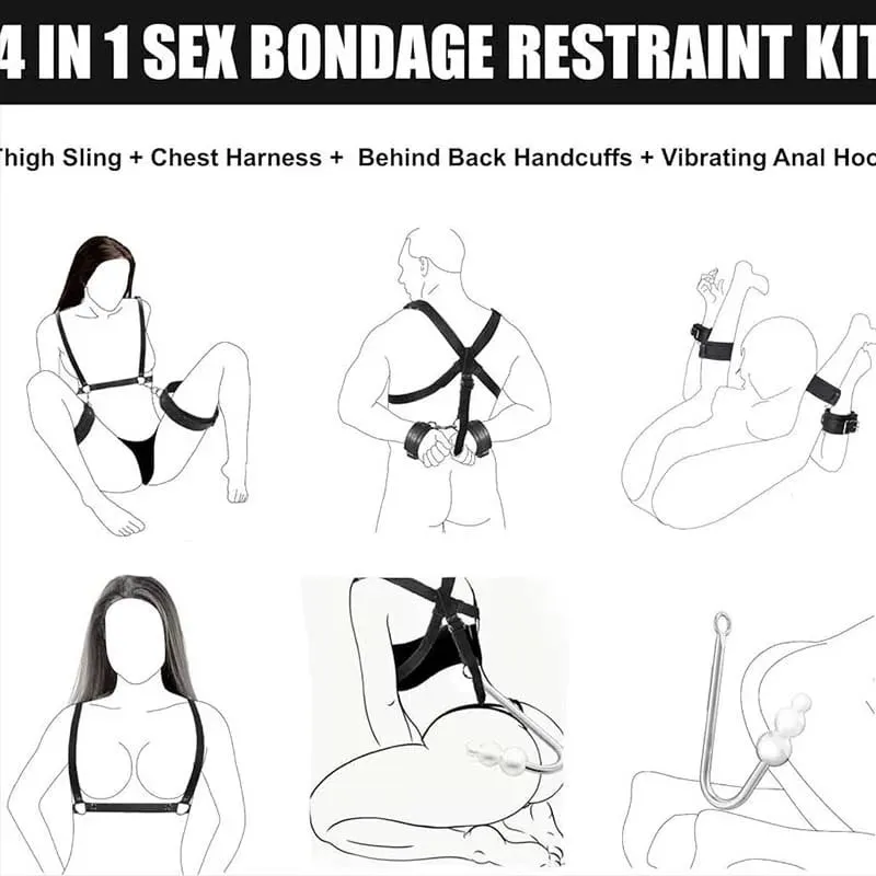 SM Adult Sex Toy Backhand Binding Apertural Plug Anal Hook Bondage Toys Bdsm Kit Slave Bondage Handcuff Couple Bundle Game 18+