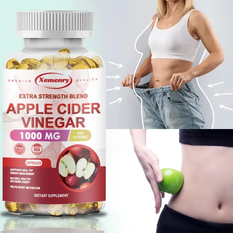 Apple Cider Vinegar Capsules - Fat Burning Detox Slimming Boosts Metabolism Healthy Weight Management