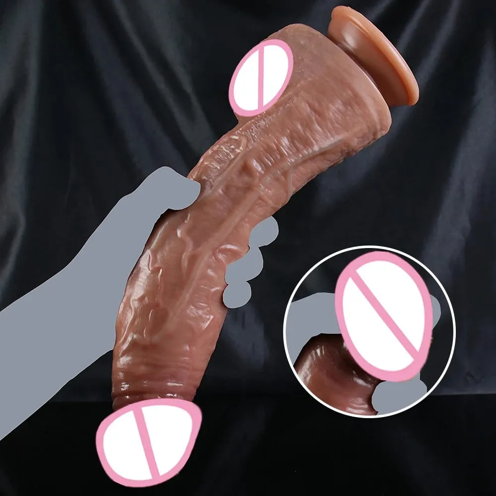 S/M/L Kulit Berasa Realistik Dildo Zakar Lembut Besar Silikon Ganda Mainan Seks Dewasa Dengan Cawan Sedut Dubur Batang untuk Wanita Pelancap