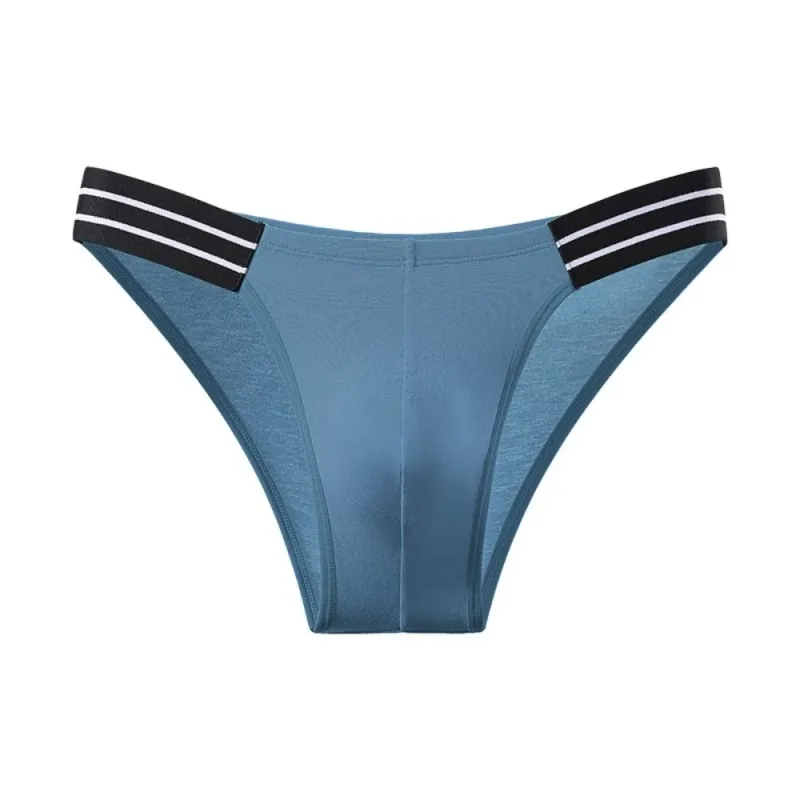 Lingerie Men's Triangle Panties Mid Waist Breathable Men Thin Briefs Stripe Large Size Underwear for Men Four Seasons — image 17