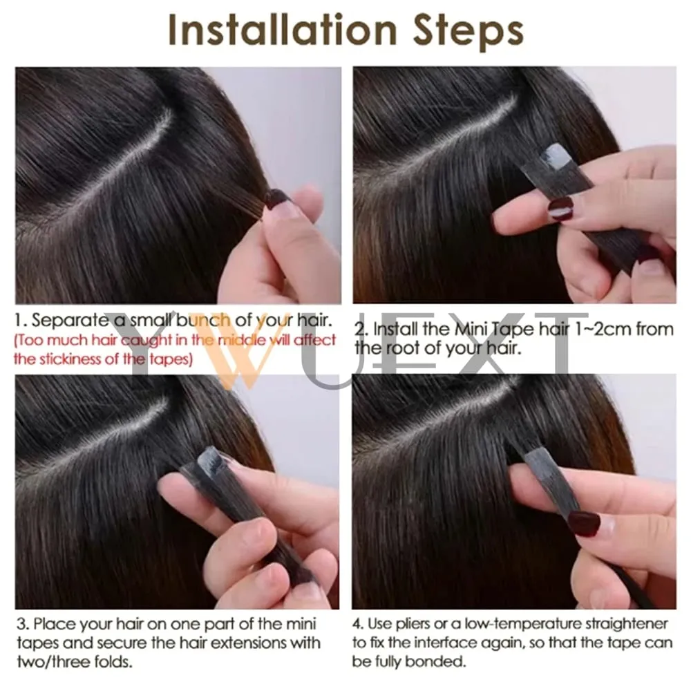 Mini Tape In Human Hair Extensions 12"-20" Machine Remy Skin Weft Adhesive Tape Hair Natural Black Brown Blonde Tape Ons 10pcs