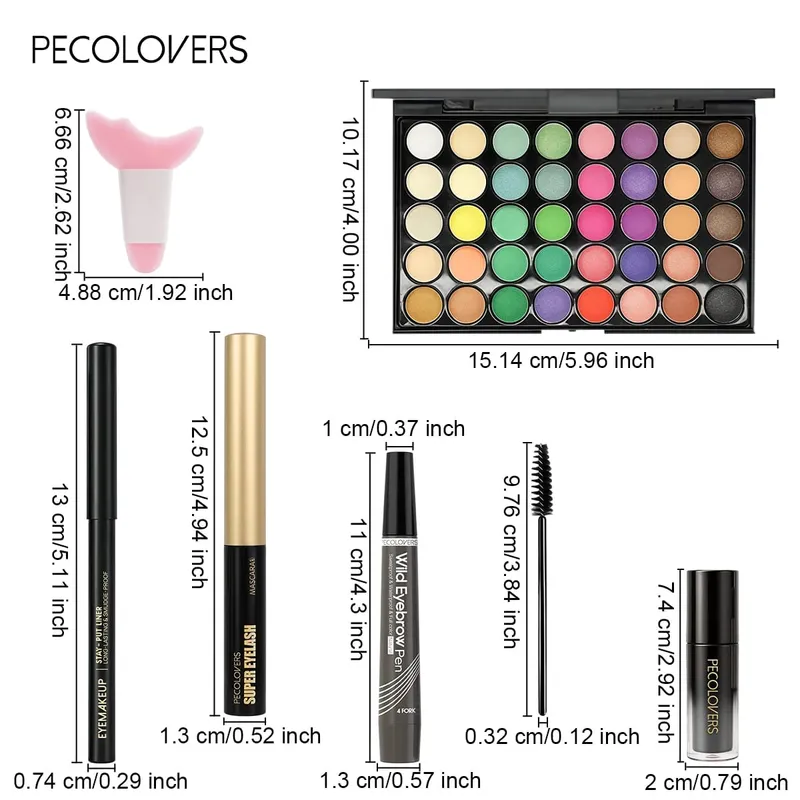 8pcs Makeup Kit Face Cosmetic Set With Multicolor Eyeshadow Palette Eyeliner Eyebrow Pen Mascara Lip Gloss