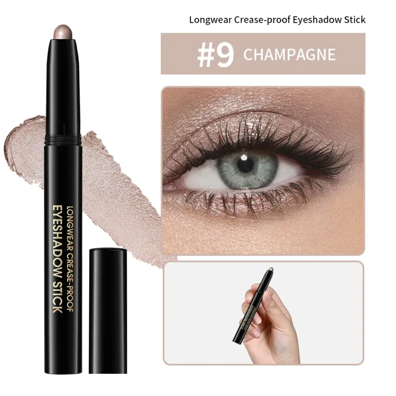 10 Colors Longwear Crease-proof Eyeshadow Pencil Stick Lasting Glitter Shimmer Matte Eye Shadow Highlighter Pen Eyes Makeup Tool