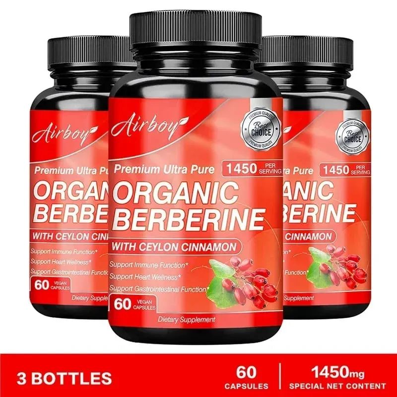 Berberine Capsules - Supports Cardiovascular Health Immune Function Metabolism and Healthy Weight Management