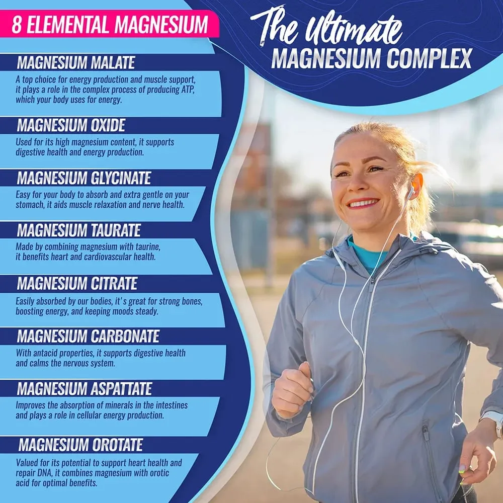 Magnesium Complex 1000MG Supplement - Magnesium Glycinate Citrate & Malate - Sleep Support Stress Relief Muscles & Relaxation — image 4