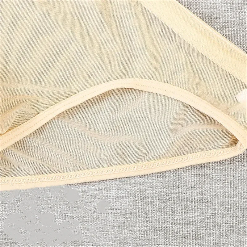Transparent Underwear Hot Man Pants Ultra-thin Perspective Mid-rise Male Mesh Slips Homme Panties Plus Size — image 6