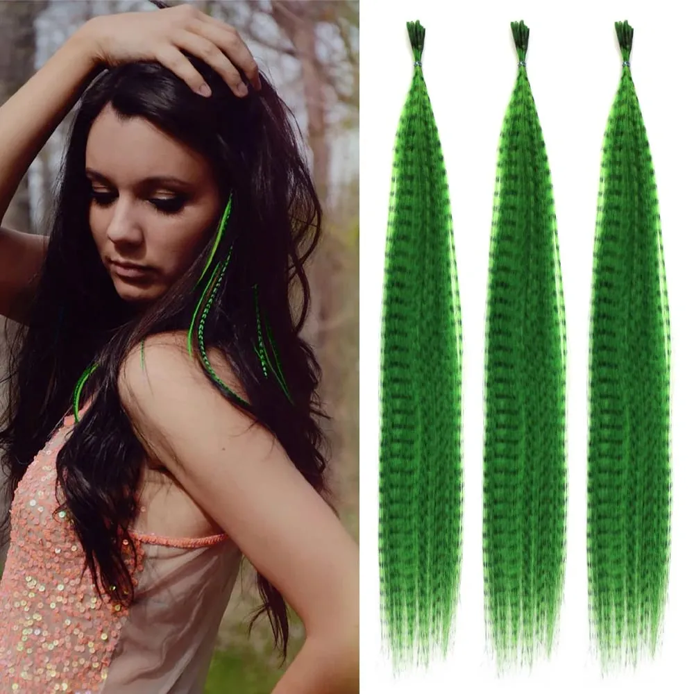 30roots Colored Synthetic Feather Stripe hair Extension 16 Tommer I Tip Party Cosplay Til Musikfestival Halloween Jul