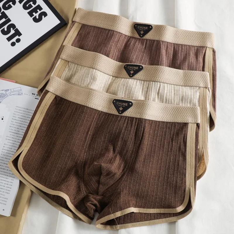3 unidades/pacote 100% algodão sólido listrado calcinha masculina para 40-100kg malha respirável virilha cuecas boxers de cintura alta elástica