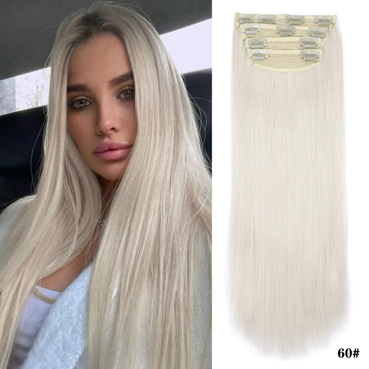 Leeons Wavy Clip In Hair Extensions 4 PCS Natural Soft Long Wavy Hairpieces Thick Double Weft Clip In Hair Extensions For Woman
