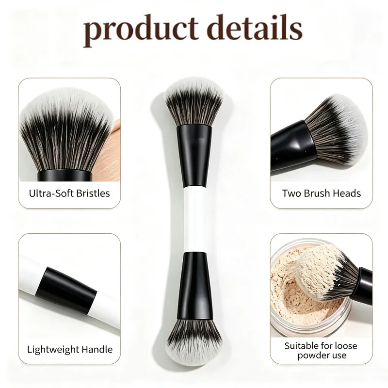 Multifunctional Make Up Brush Double Ended Angled Foundation Makeup Brushes Blush Make Up Brush Wood Handle Cosmetic Tool HZS35 — image 6