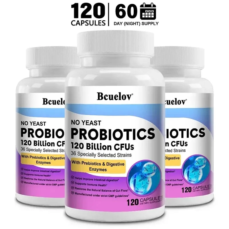 Probiotics 120 Billion CFU 36 Strains Contains Prebiotics and Digestive Enzymes for Digestion and Immune Support Vegan Non-GMO