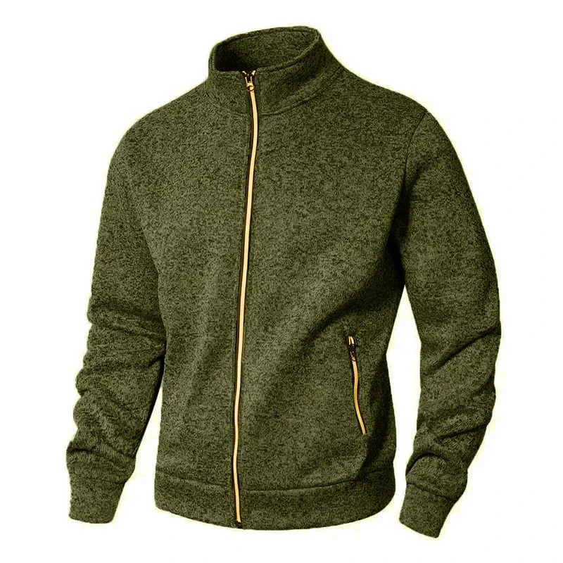 Panlalaking Stand Collar sweatshirt kaswal na zipper Cardigan Jacket sa labas ng Long Sleeve Solid Color Pullover Magaang Streetwear