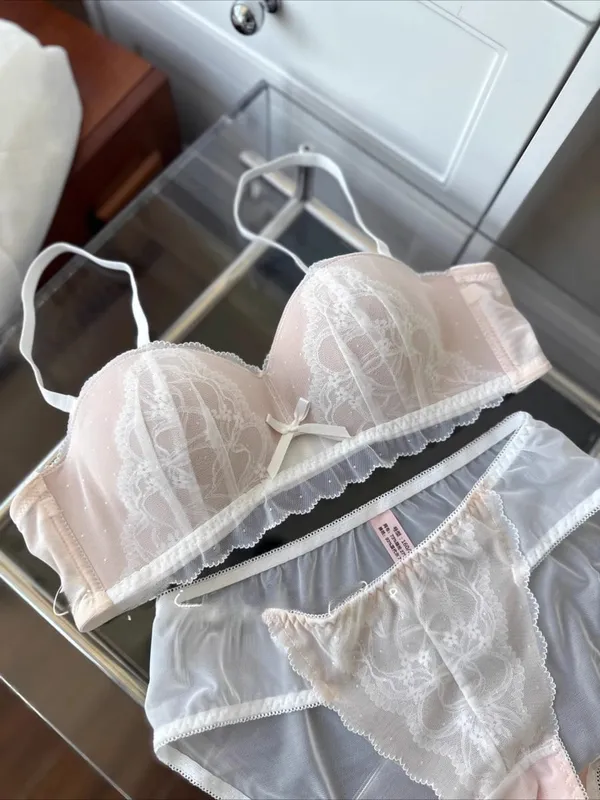 Victoriansk inspireret Demi BH & Knicker Sæt | Sheer Mesh Lace Push Up for lille buste Anti-Sagging | Luksus Lingeri MOYISU Trusse