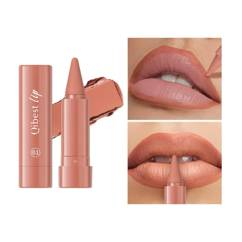 Waterproof Matte Lipstick Liner 2-in-1 Pencil High Pigmentation Lip Color Smooth Moisturizing Formula Natural Gradient Lipstick